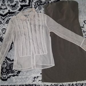 Strapless Stretch Bodycon Dress with Sheer Blouse